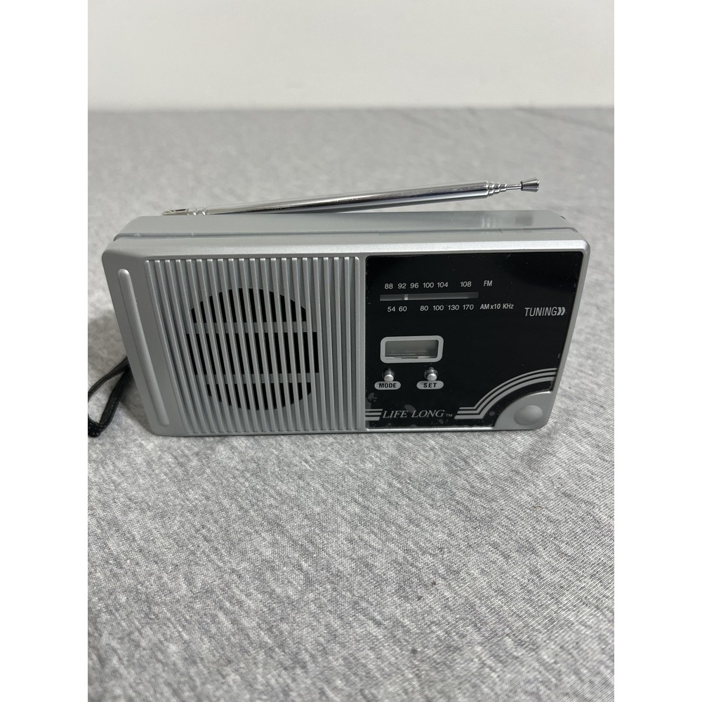 Life-Long AM FM Portable Radio Gray Analog Tuner Telescopic Antenna Strap Pocket